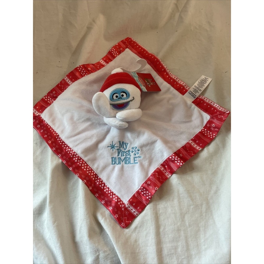 New My First BUMBLE LOVEY Rudolph Red Nosed Reindeer Security Blanket RATTLE